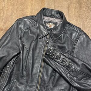 Harley Davidson Women’s Leather Motorcycle Jacket Black Size Large